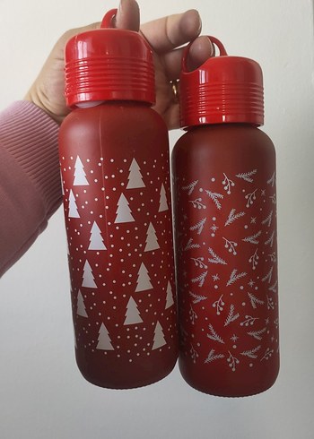 Sevgililer için yıl başına özel hediyelik Kırmızı Cam Matara Set - Görsel 2