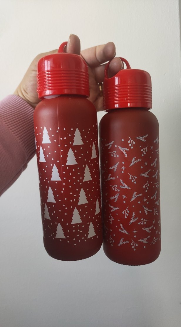 Sevgililer için yıl başına özel hediyelik Kırmızı Cam Matara Set - Görsel 2