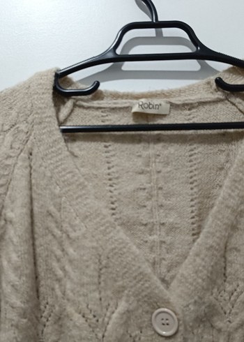 Bej Düğmeli Örgü Hırka - Görsel 5