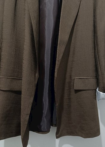 Düğmeli Kahverengi Kadın Blazer Ceket - Görsel 3