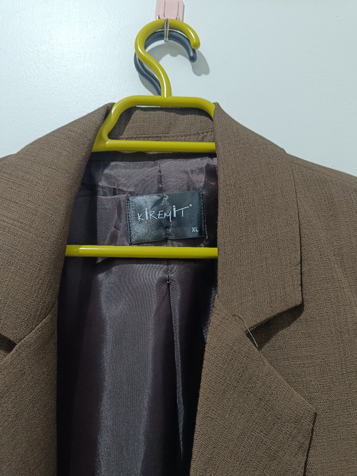 Düğmeli Kahverengi Kadın Blazer Ceket - Görsel 2