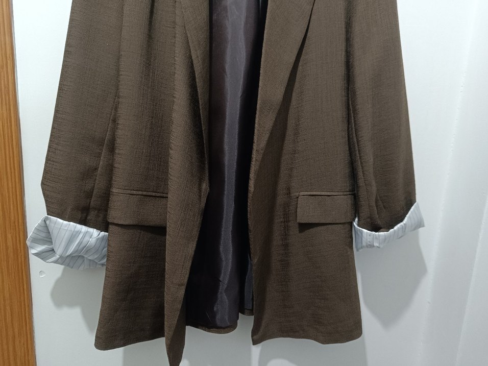 Düğmeli Kahverengi Kadın Blazer Ceket - Görsel 3