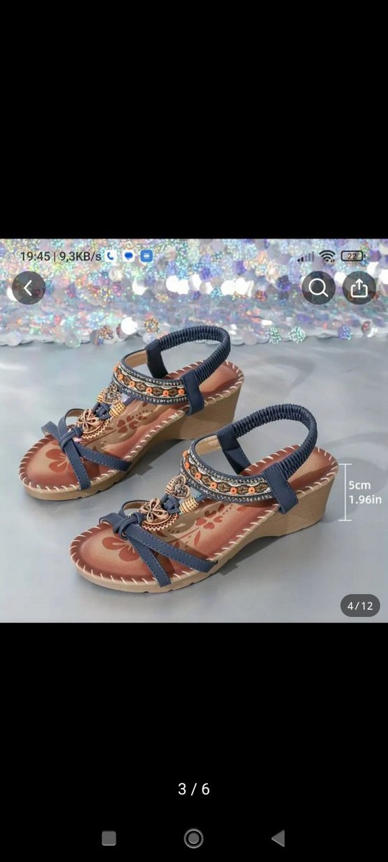 Boncuk Detaylı Yılan Desenli Dolgu Topuklu Sandalet - Görsel 4