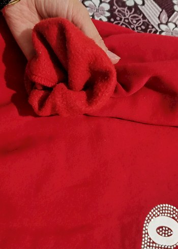 Kadın Kırmızı Payetli Baskılı Sweatshirt - Görsel 2