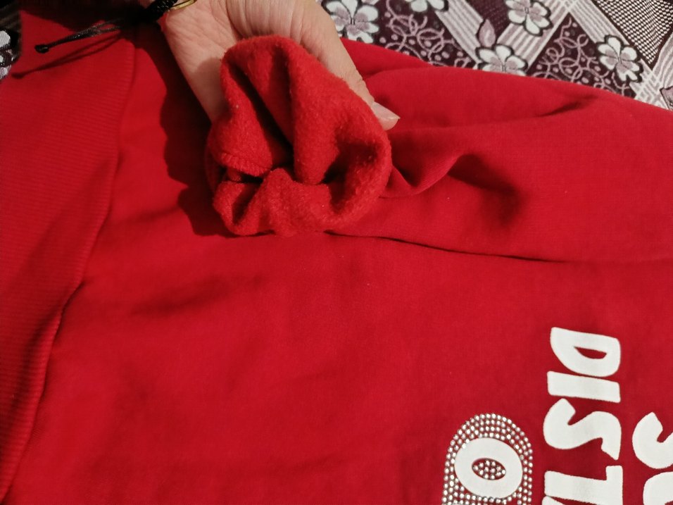 Kadın Kırmızı Payetli Baskılı Sweatshirt - Görsel 2