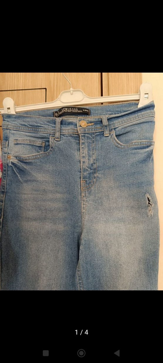 Kadın Mavi Yırtık Detaylı Salaş Denim Pantolon - Görsel 4