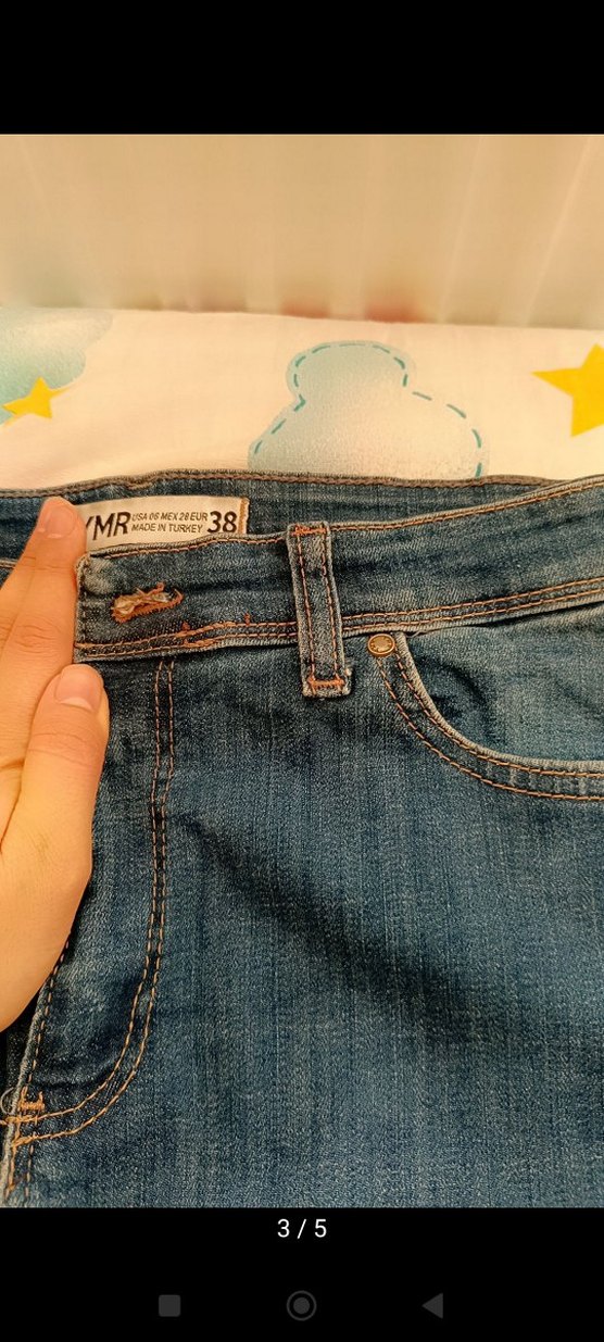 Kadın Mavi Yırtık Dar Paça Kot Pantolon - Görsel 4