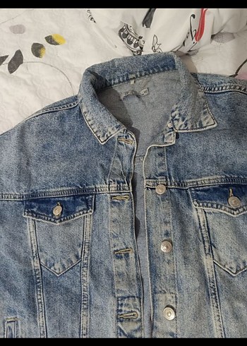 Düğmeli Mavi Kadın Denim Ceket - Görsel 2