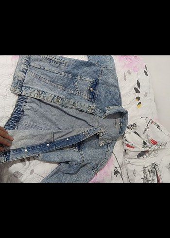 Düğmeli Mavi Kadın Denim Ceket - Görsel 6