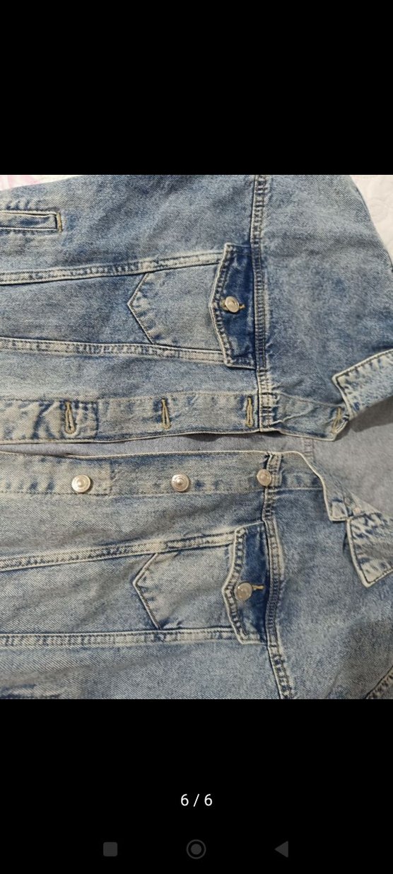 Düğmeli Mavi Kadın Denim Ceket - Görsel 4