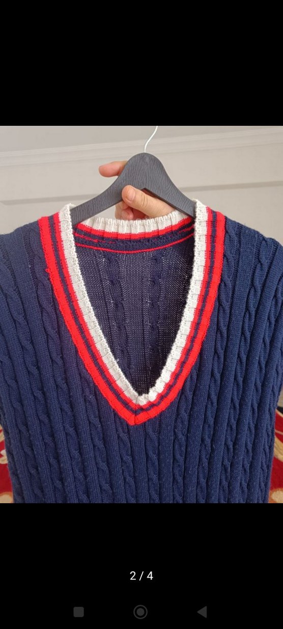 Nakışlı V Yakalı Lacivert Kadın Süveter elbise - Görsel 4