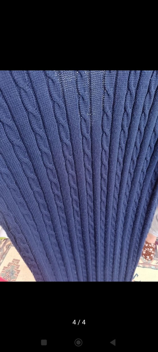 Nakışlı V Yakalı Lacivert Kadın Süveter elbise - Görsel 2