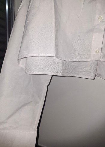 Beyaz  Baskılı crop  Pamuk Kadın Gömlek - Görsel 5