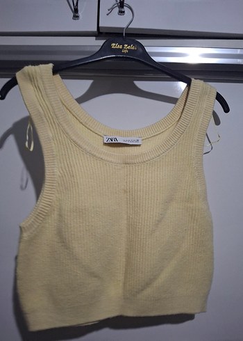 zara Limon sarısı  triko crop - Görsel 3