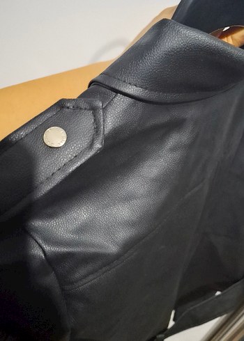 Kadın Siyah Deri Biker Ceket - Görsel 8