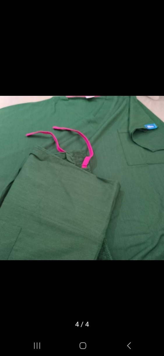 Uzun Yeşil Hemşire forması, Kısa Kollu, Bol Kesim - Görsel 2