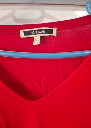 Püsküllü Kırmızı Süet V Yaka Bluz - Görsel 3