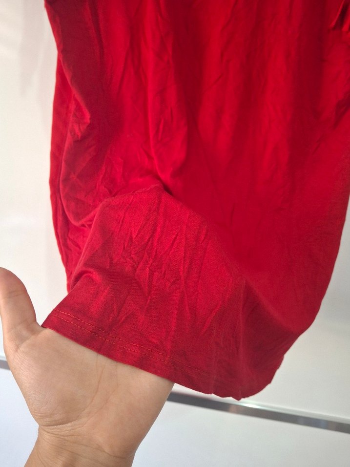 Püsküllü Kırmızı Süet V Yaka Bluz - Görsel 4