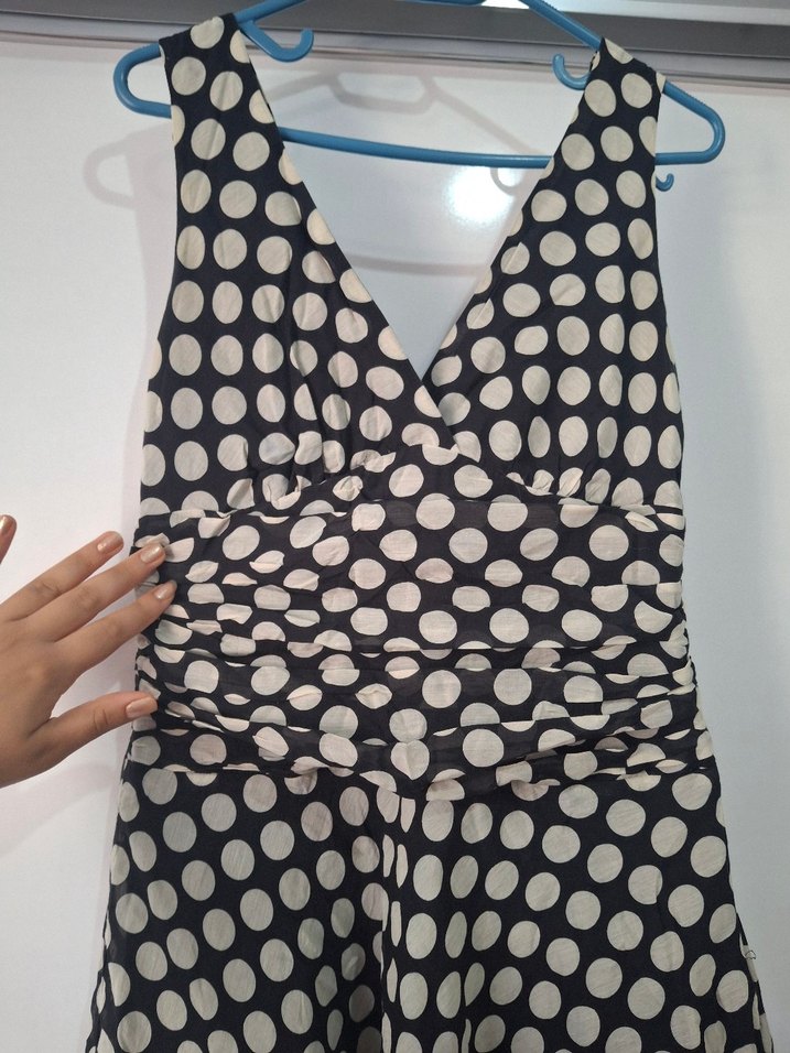 Puantiye Desenli Siyah vintage nostaljik  Elbise - Görsel 2