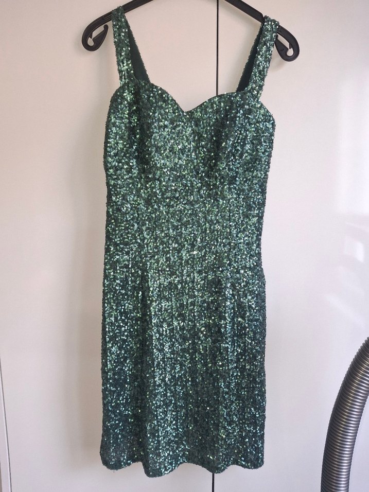 Yeşil Parlak Payetli Midi Abiye Elbise - Görsel 2