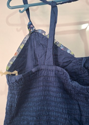 Mavi Bohem Midi Elbise, Fırfırlı, Askılı - Görsel 4