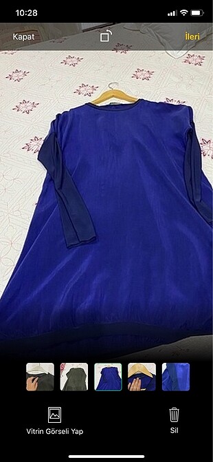 Misswhence mavi ipek tunik