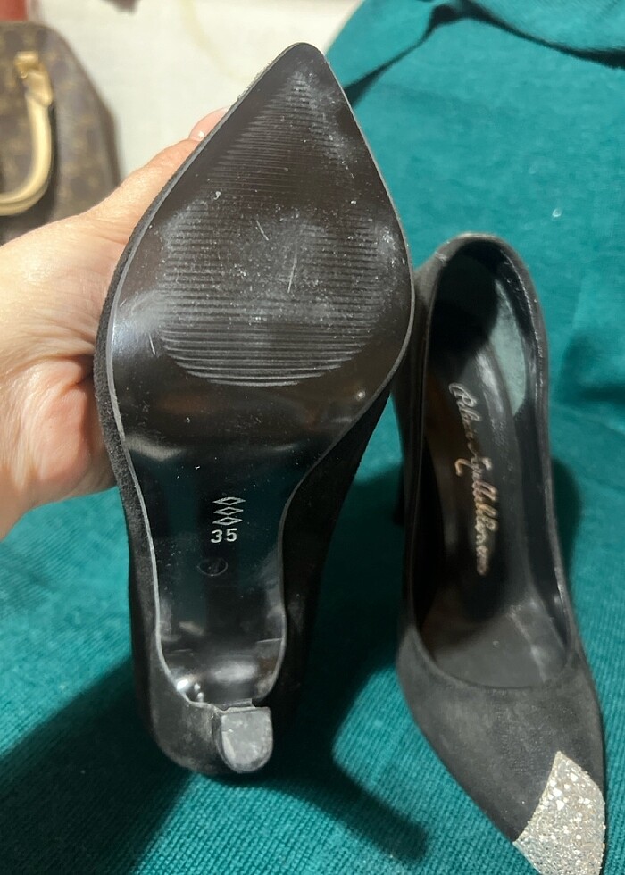 Kadın süet görünümlü stiletto 35 numara - Görsel 3