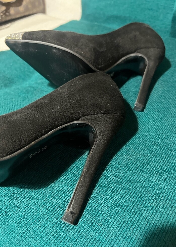 Kadın süet görünümlü stiletto 35 numara - Görsel 4