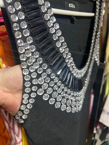 Kadın Siyah Mini Abiye Elbise 38 Beden - Görsel 6