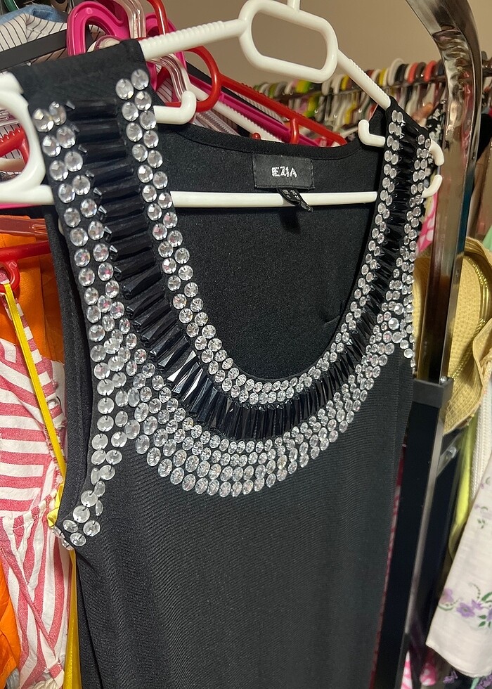 Kadın Siyah Mini Abiye Elbise 38 Beden - Görsel 4