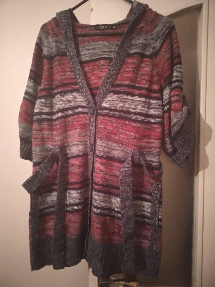 XSIDE Çok Renkli Desenli V Yaka Hamile Hırkası - Görsel 2