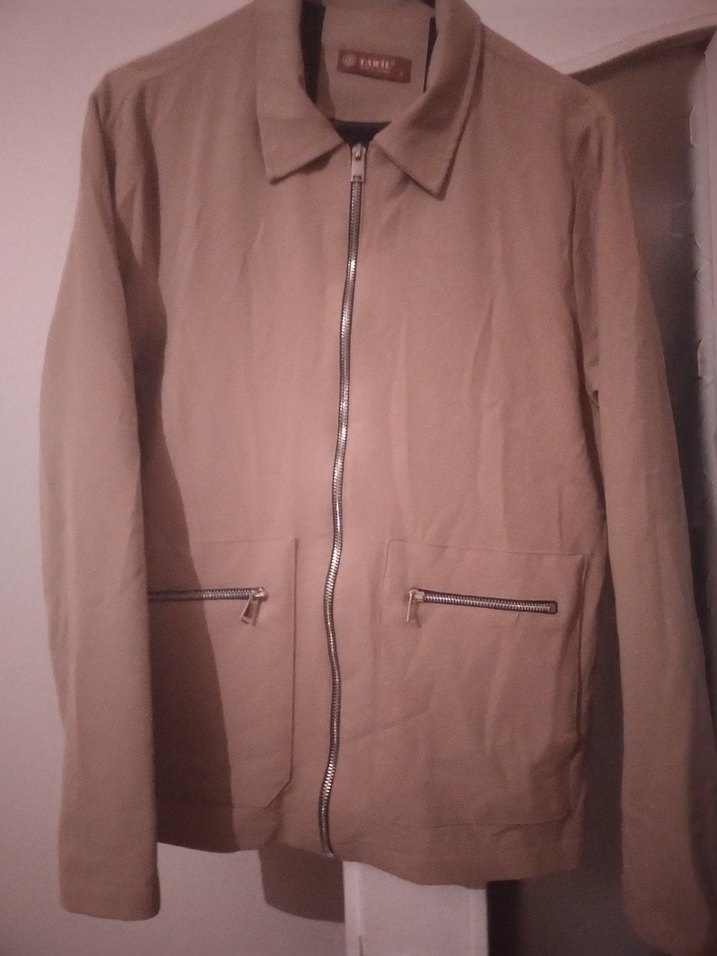 Bej Erkek Midi Boy Fermuarlı Ceket - Görsel 2