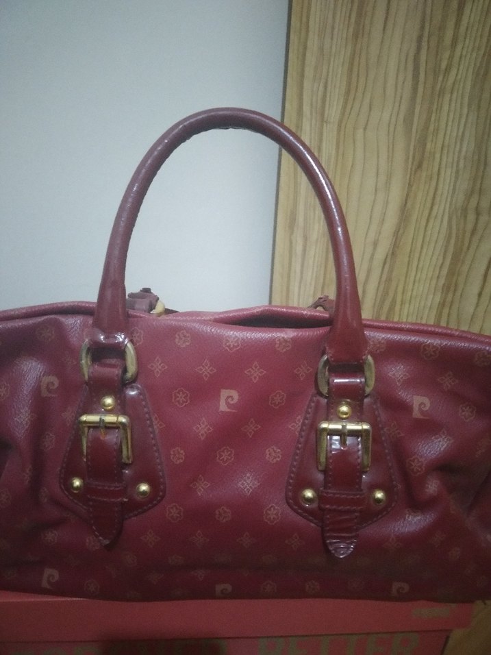 Bordo Deri Kadın Çanta Tokalı - Görsel 3