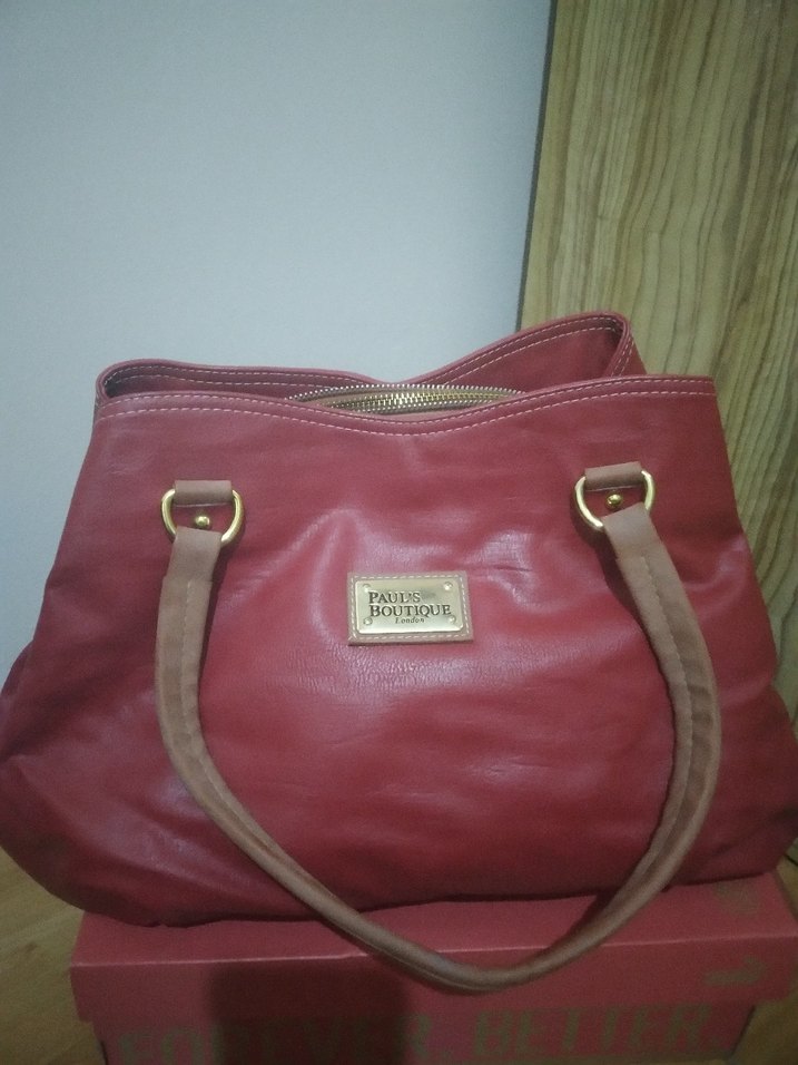 Kırmızı Deri Fermuarlı Kadın Çanta - Görsel 2