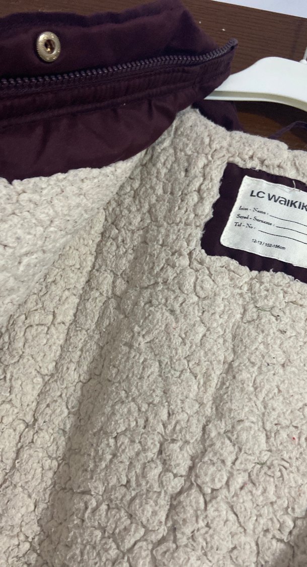 Bordo Midi çocuk mont , Düğmeli, Rahat Kesim 12-13 yaş - Görsel 3