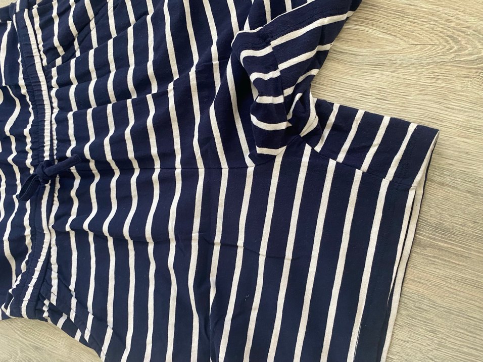 Çizgili Mavi Kadın Kolsuz Tulum - Görsel 2