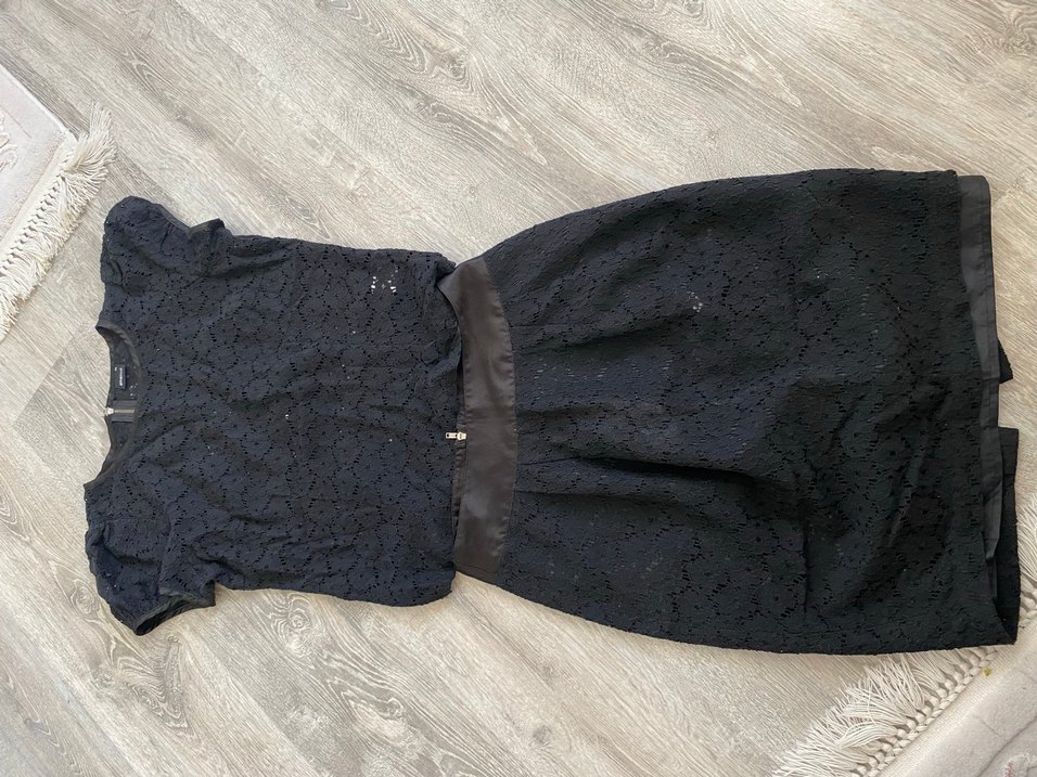 Dantel Detaylı üst Transparan Siyah Etek ve Bluz Takım - Görsel 2