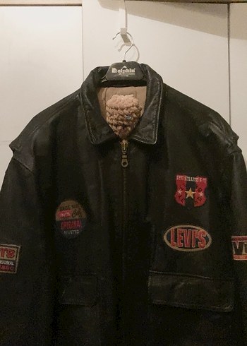 Levis Siyah Deri Nakisli Pilot Ceket Levis
