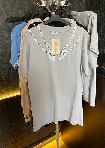 Burberry Oversize unisex t shrt - %100 Pamuk - Ön Arka Baskili - Görsel 8