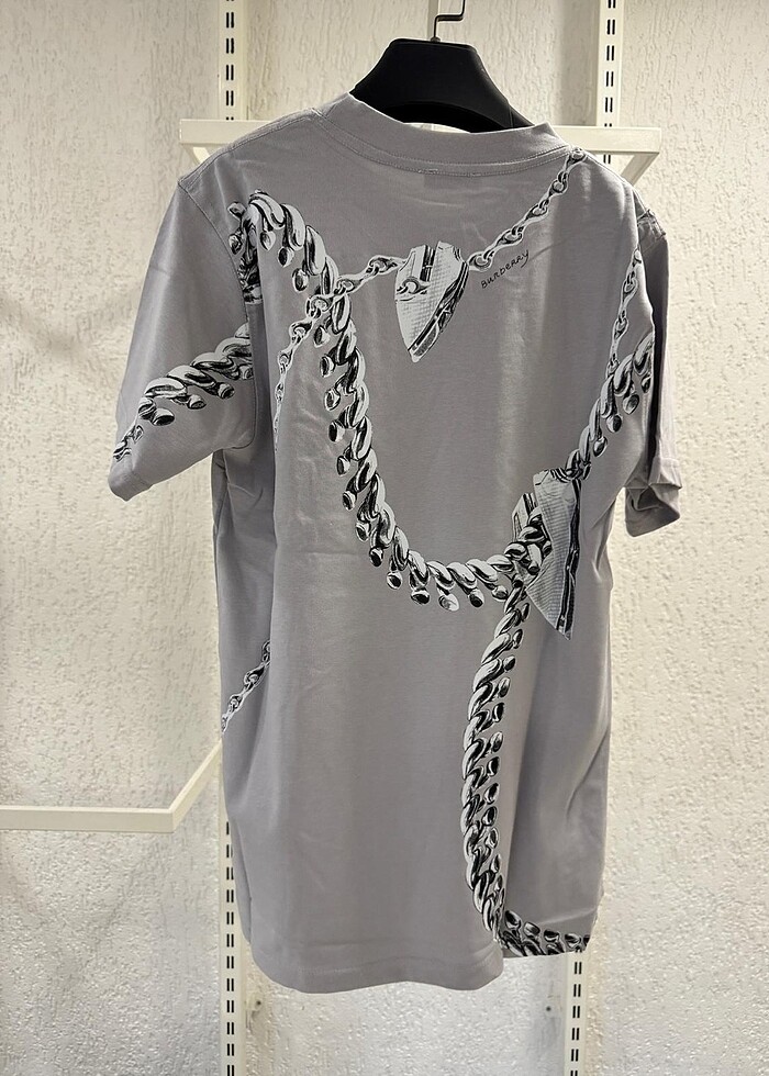 Burberry Oversize unisex t shrt - %100 Pamuk - Ön Arka Baskili - Görsel 5