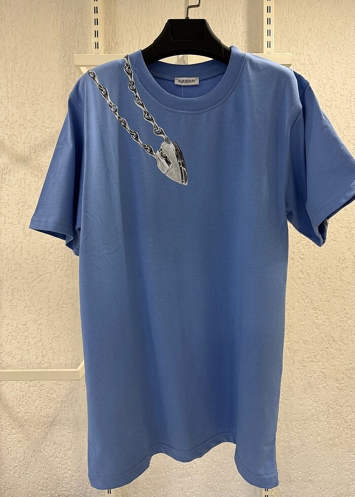 Burberry Oversize unisex t shrt - %100 Pamuk - Ön Arka Baskili - Görsel 5