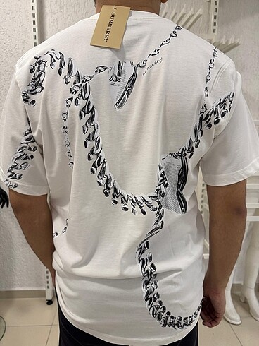 Burberry Oversize unisex t shrt - %100 Pamuk - Ön Arka Baskili - Görsel 6
