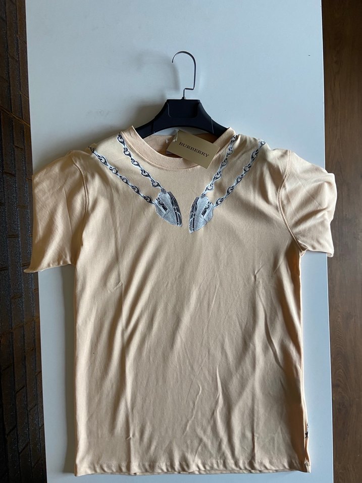 Burberry Oversize unisex t shrt - %100 Pamuk - Ön Arka Baskili - Görsel 3