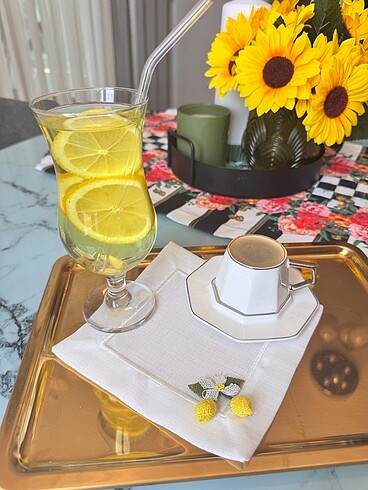 Limonlu kokteyl peçete (iğne oyalı)