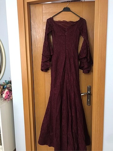 s Beden bordo Renk Abiye Elbise