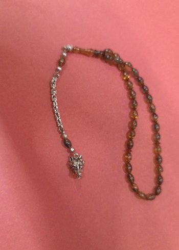 Kahverengi Bohem Erkek Tesbih bilek boy ateş kehribari - Görsel 3