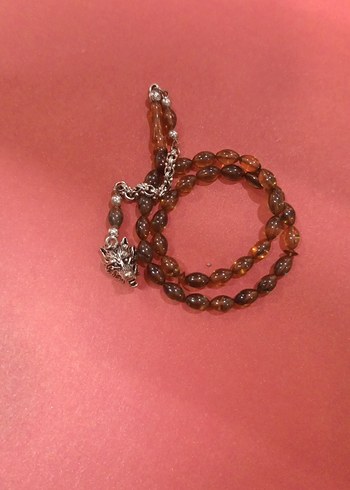 Kahverengi Bohem Erkek Tesbih bilek boy ateş kehribari - Görsel 2