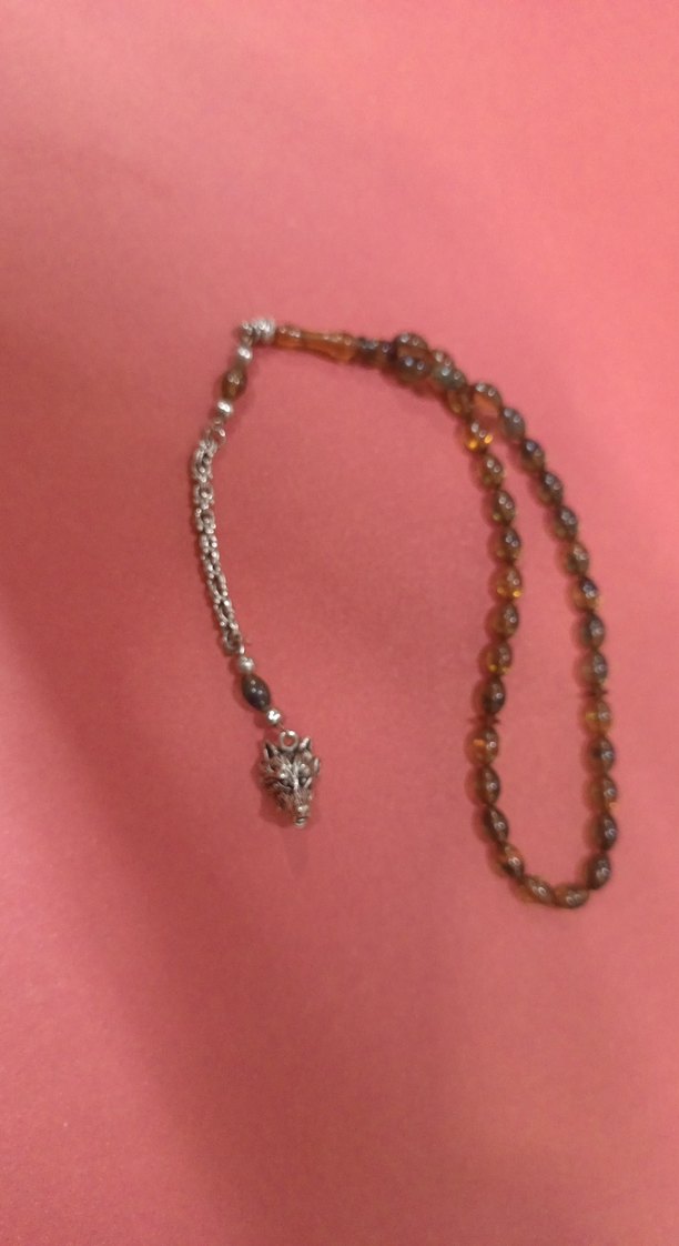 Kahverengi Bohem Erkek Tesbih bilek boy ateş kehribari - Görsel 3