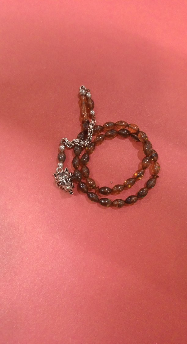 Kahverengi Bohem Erkek Tesbih bilek boy ateş kehribari - Görsel 2