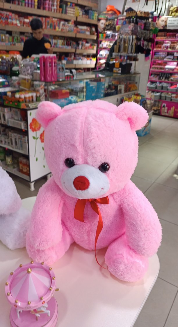 Renkli Pembe Peluş Oyuncak Ayı - Görsel 2